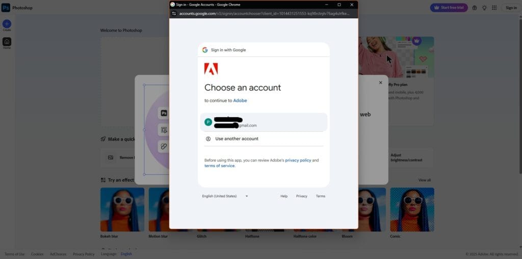 login a account via gmail