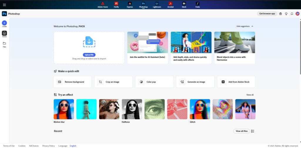 Photoshop plugin dashboard